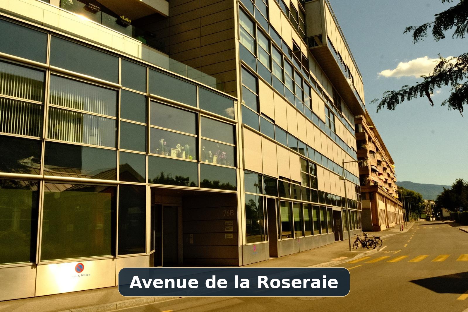 Avenue de la Roseraie longeant le bâtiment du 76B